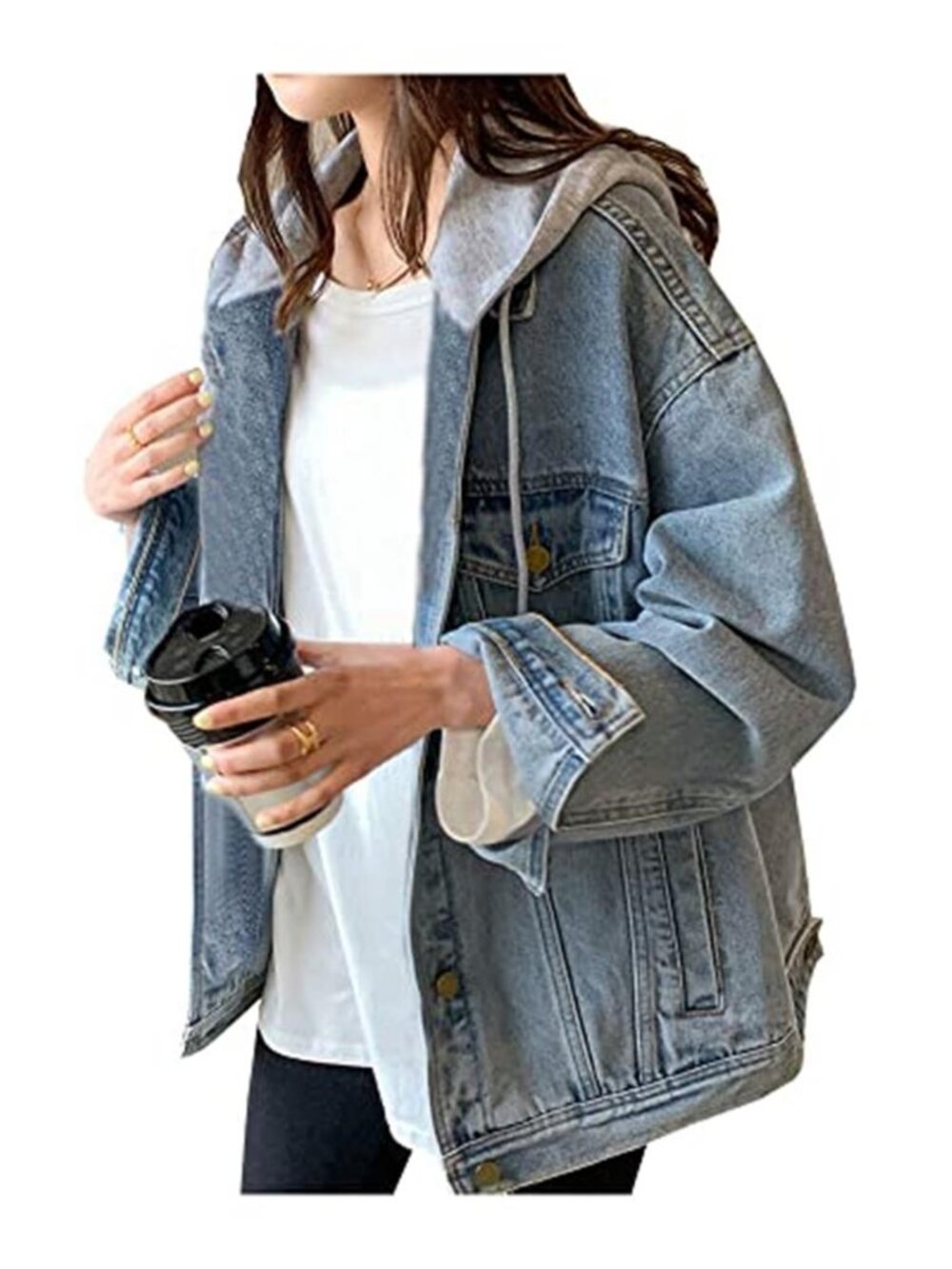 Womens Cropped Denim Jacket Jean Coat 3 4 Sleeve Button Up Casual Trucker Style